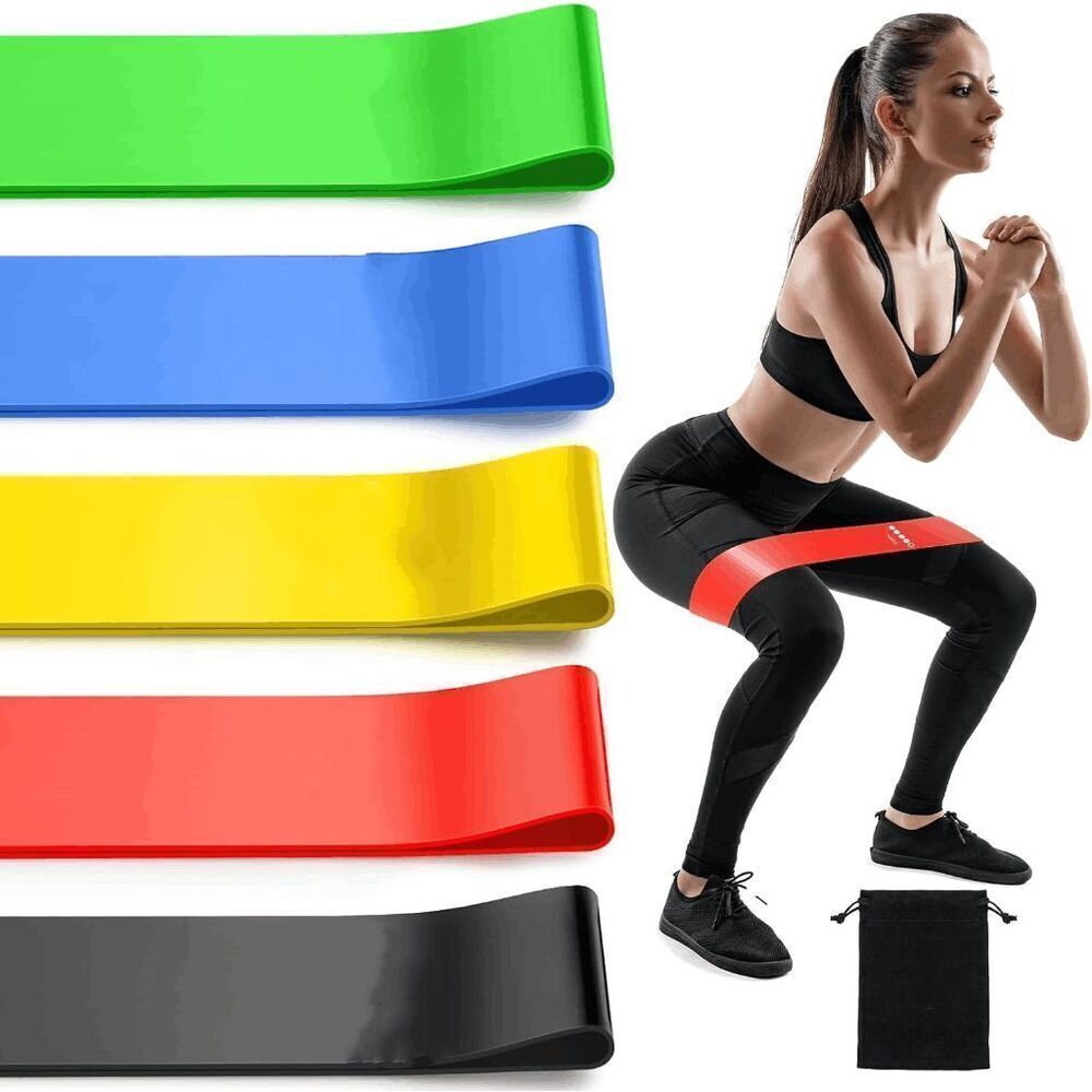 5 Set of Stretch Bands for Booty Legs, with Instruction Manual and Carry Bag